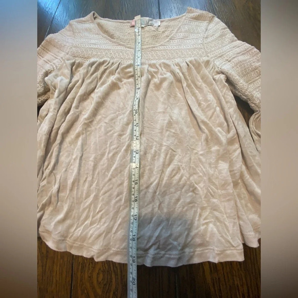 FP Beach Tan Flare Long Sleeve Blouse Size XS B13 - Picture 2 of 4